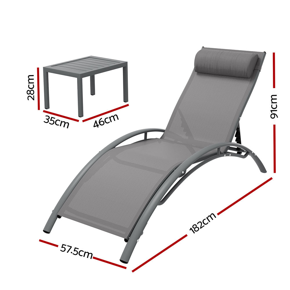 Sally 3PC Sun Lounge- Grey