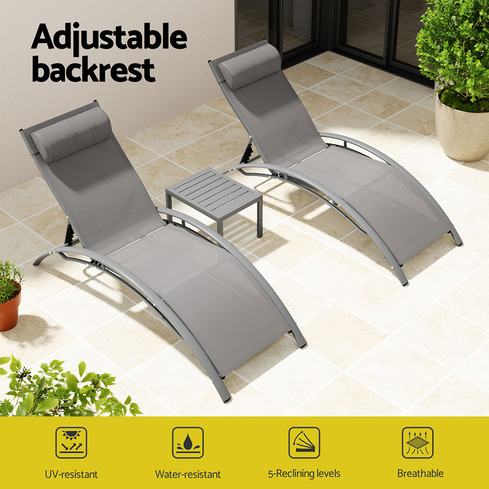 Sally 3PC Sun Lounge- Grey