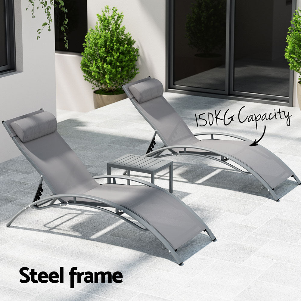 Sally 3PC Sun Lounge- Grey