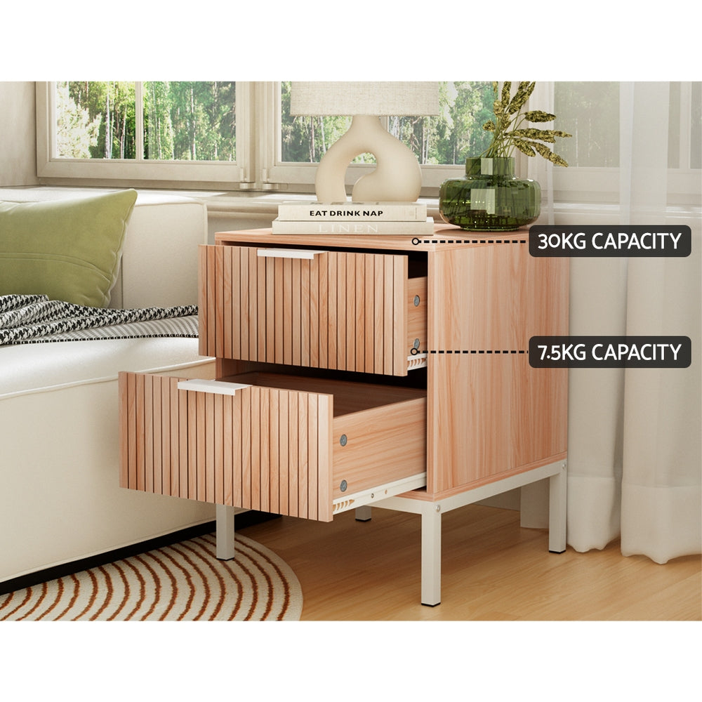Aura Pine Fluted Bedside Table