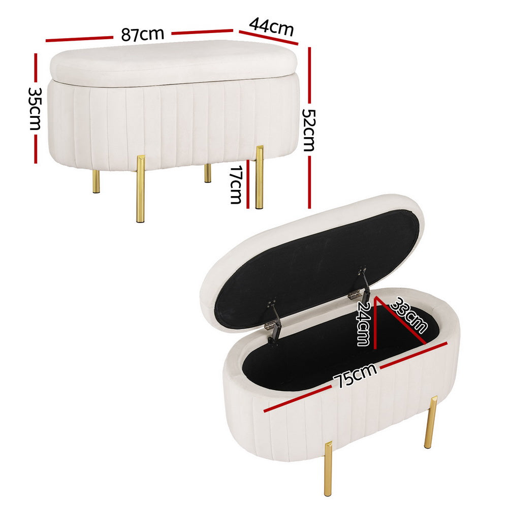 Abi Velvet Storage Ottoman Blanket Box
