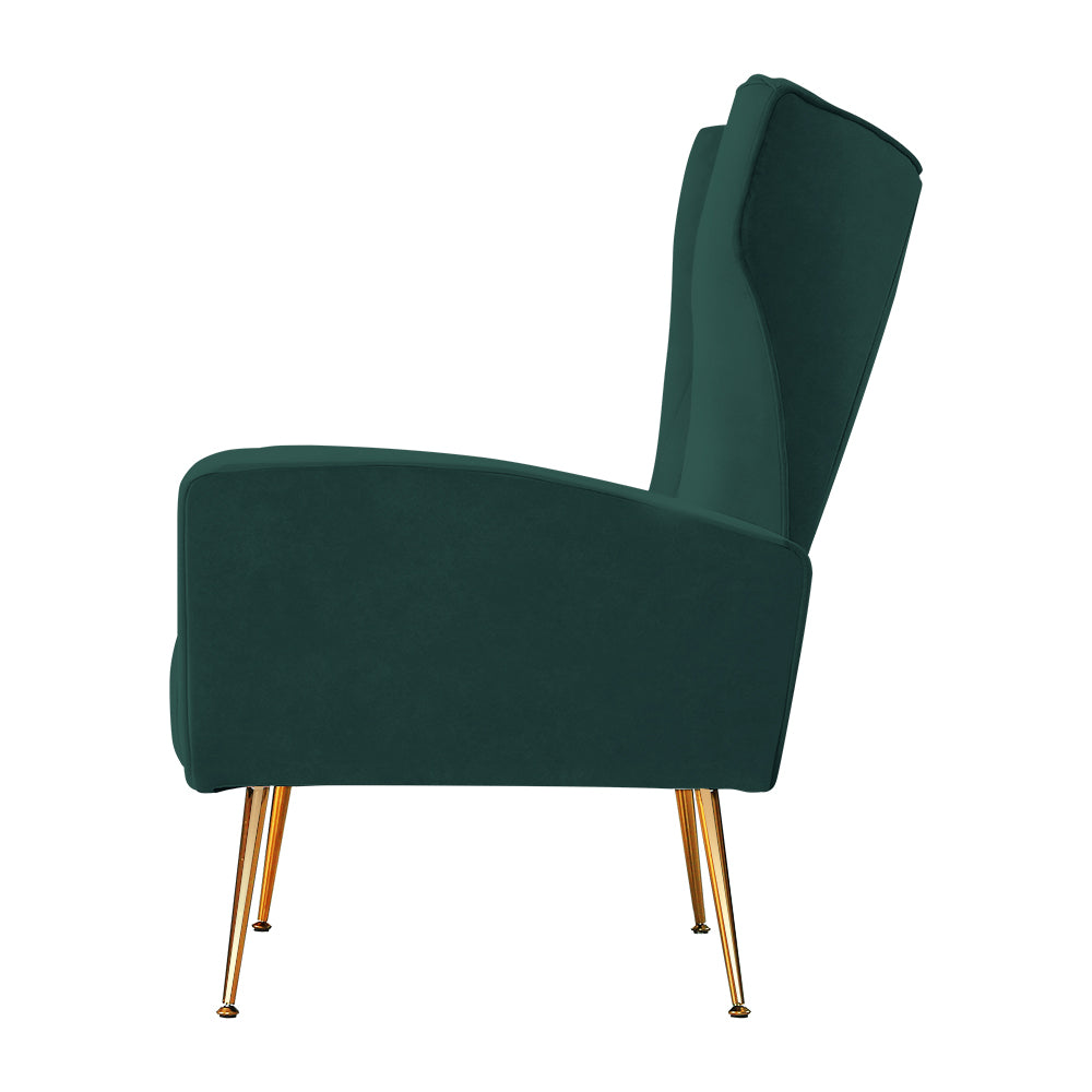 Kate Velvet Accent Armchair Emerald Green