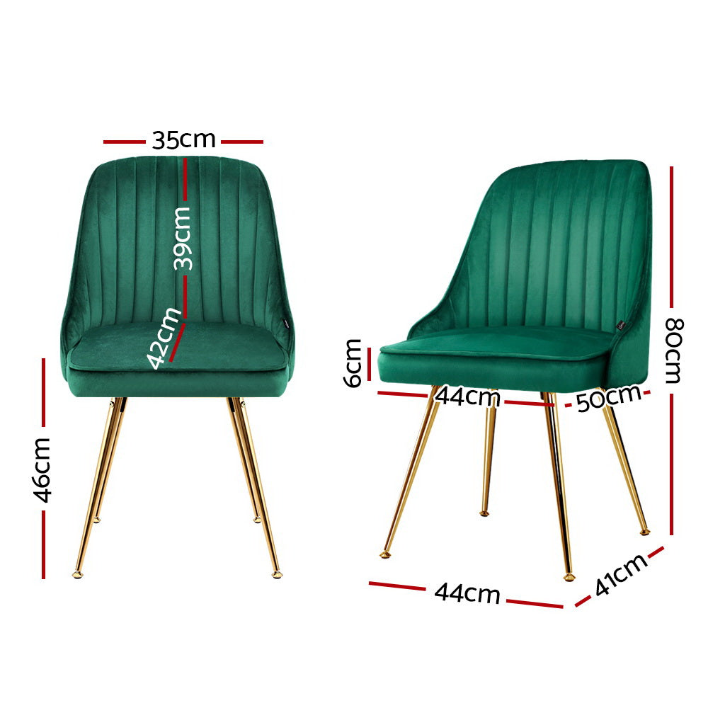 Florence Set of 2 Velvet Chairs- Emerald Green