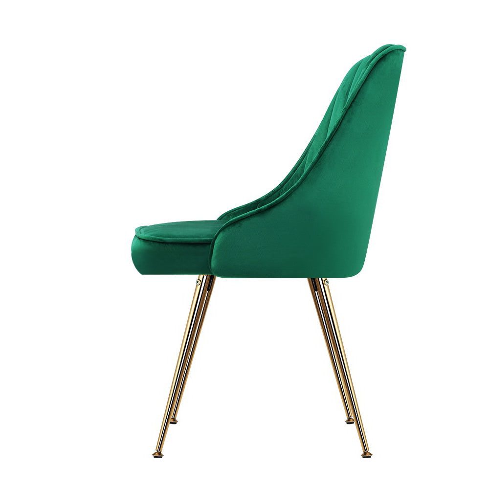 Florence Set of 2 Velvet Chairs- Emerald Green