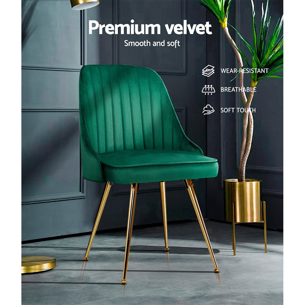 Florence Set of 2 Velvet Chairs- Emerald Green