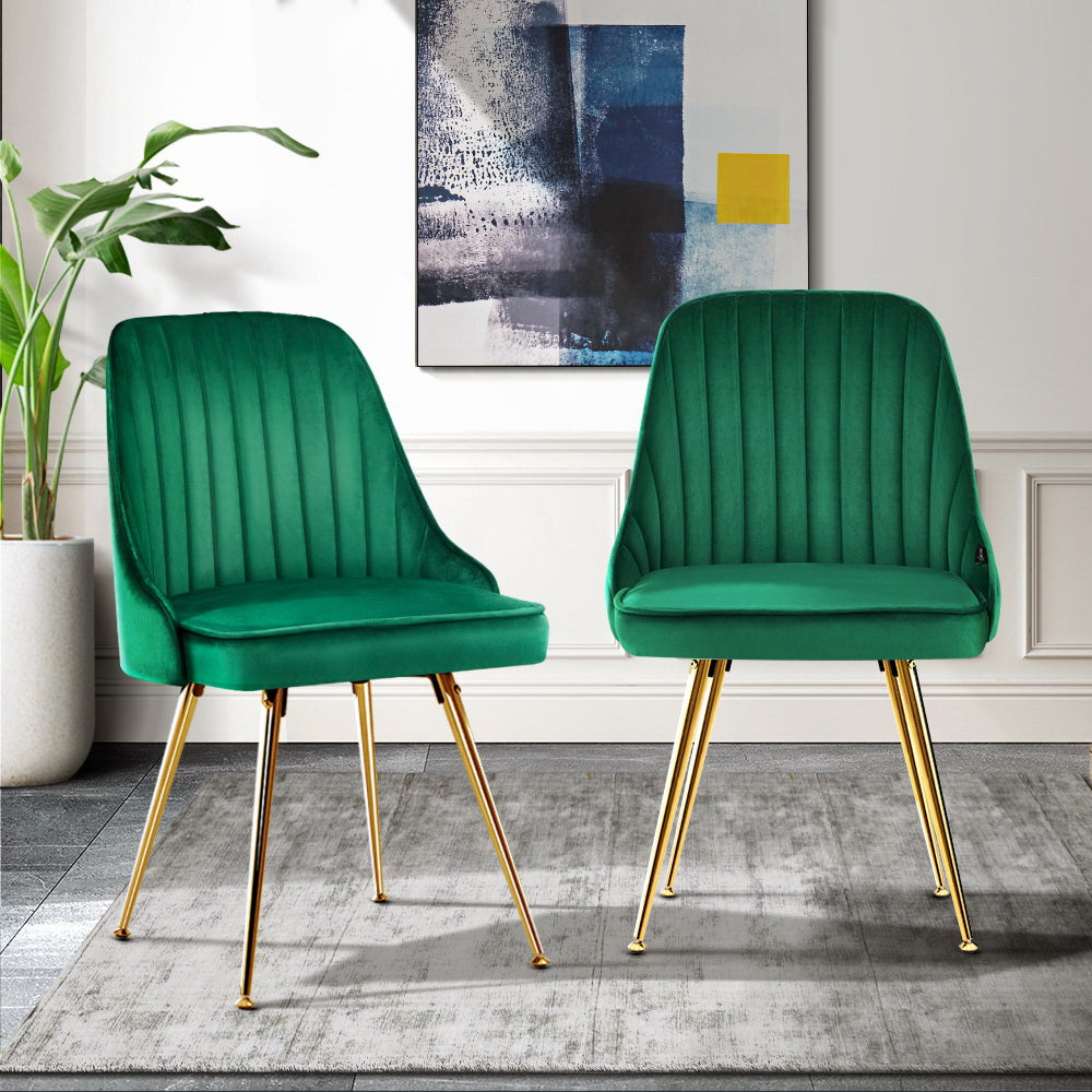 Florence Set of 2 Velvet Chairs- Emerald Green