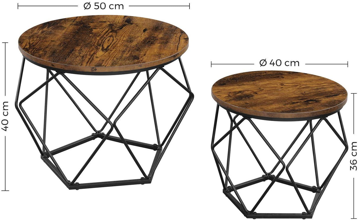 Set of 2 Rustic Side Tables