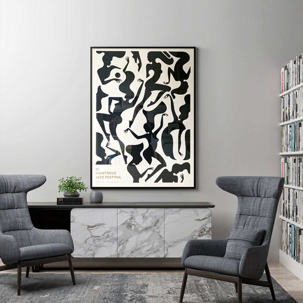 Jazz Festival Black Frame Canvas Wall Art 50cmx70cm