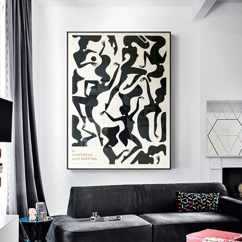 Jazz Festival Black Frame Canvas Wall Art 50cmx70cm