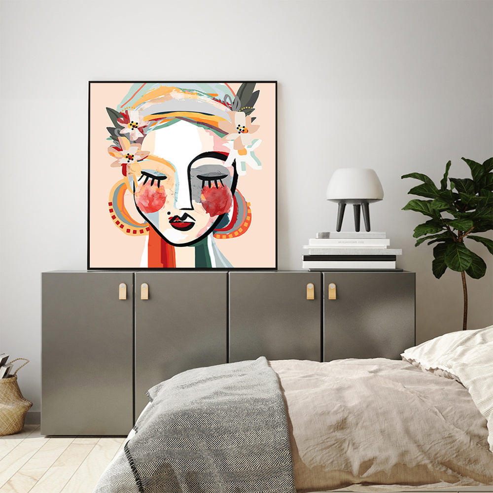 Sophie Black Frame Canvas Wall Art 60cmx60cm