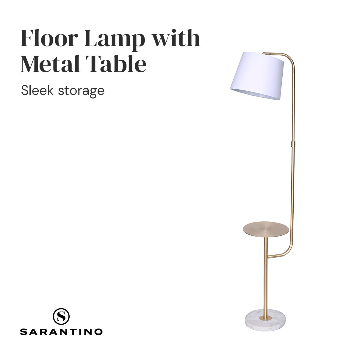 Marble & Metal End Table Top Floor Lamp
