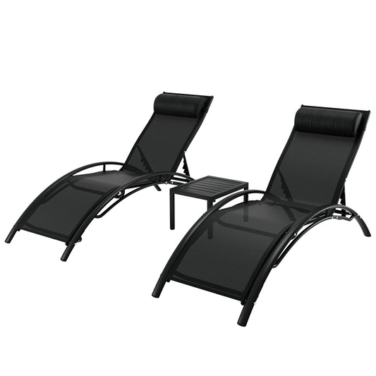 Sally 3PC Sun Lounge- Black