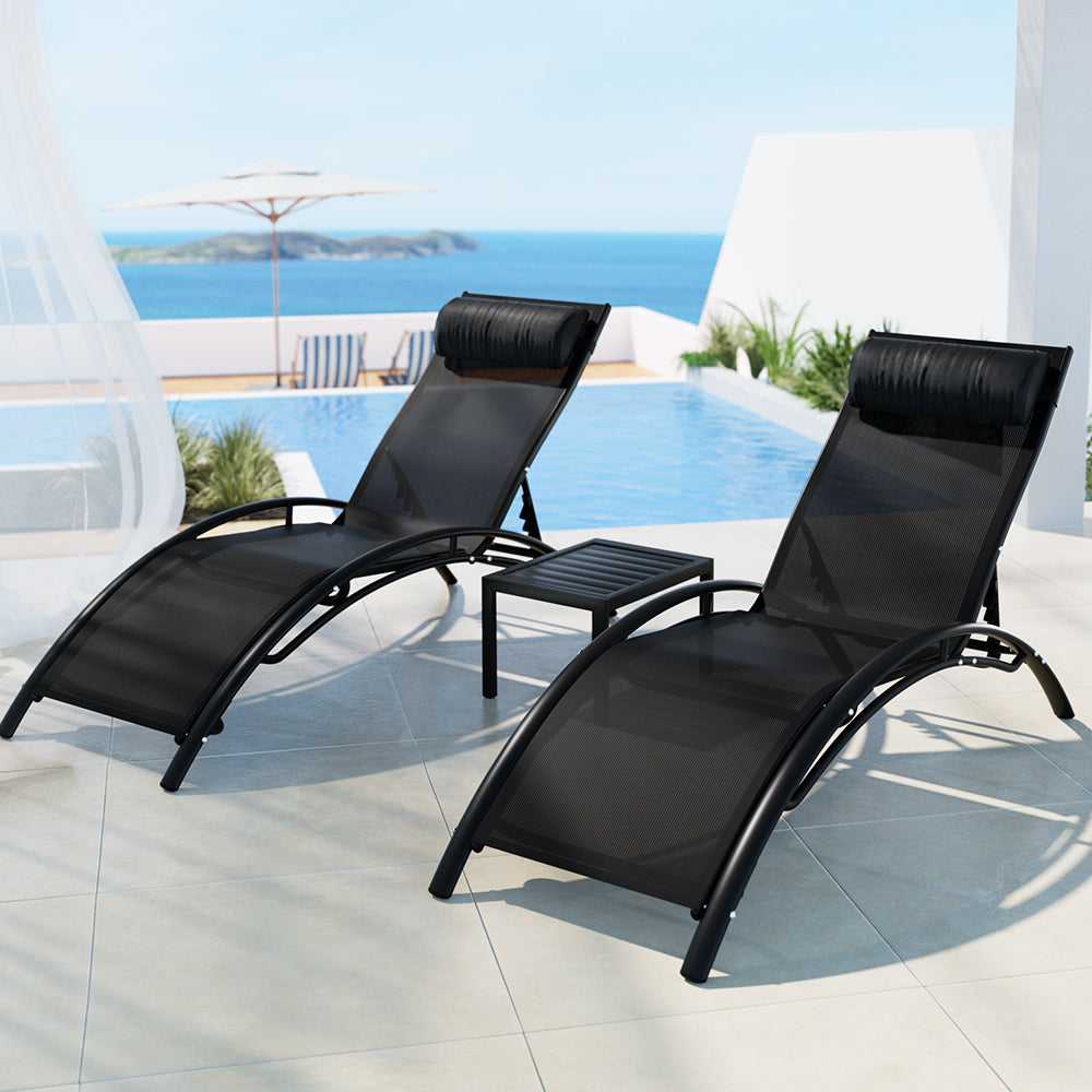 Sally 3PC Sun Lounge- Black