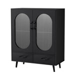 Darcy Fluted Buffet Sideboard Double Doors - Black