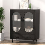 Darcy Fluted Buffet Sideboard Double Doors - Black