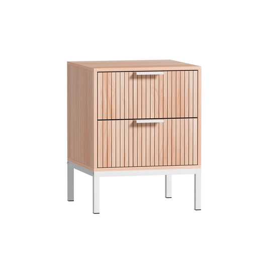 Aura Pine Fluted Bedside Table