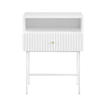 Sarantino Cecil Slender Fluted Bedside Table In White