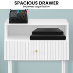 Sarantino Cecil Slender Fluted Bedside Table In White