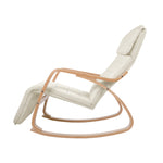 Barton Fabric Rocking Armchair with Adjustable Footrest - Beige