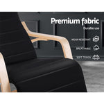 Barton Fabric Rocking Armchair with Adjustable Footrest - Black