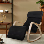 Barton Fabric Rocking Armchair with Adjustable Footrest - Black