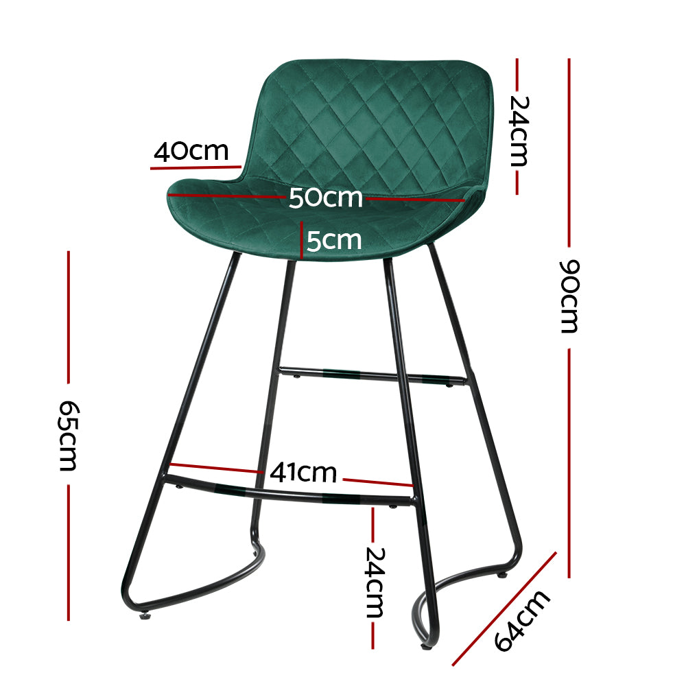 Set of 2 Bar Stools Emerald