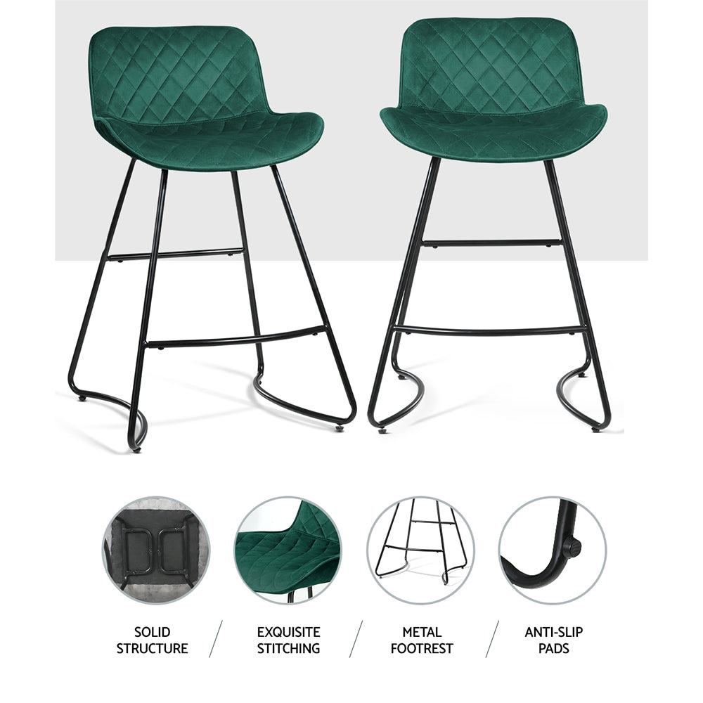 Set of 2 Bar Stools Emerald