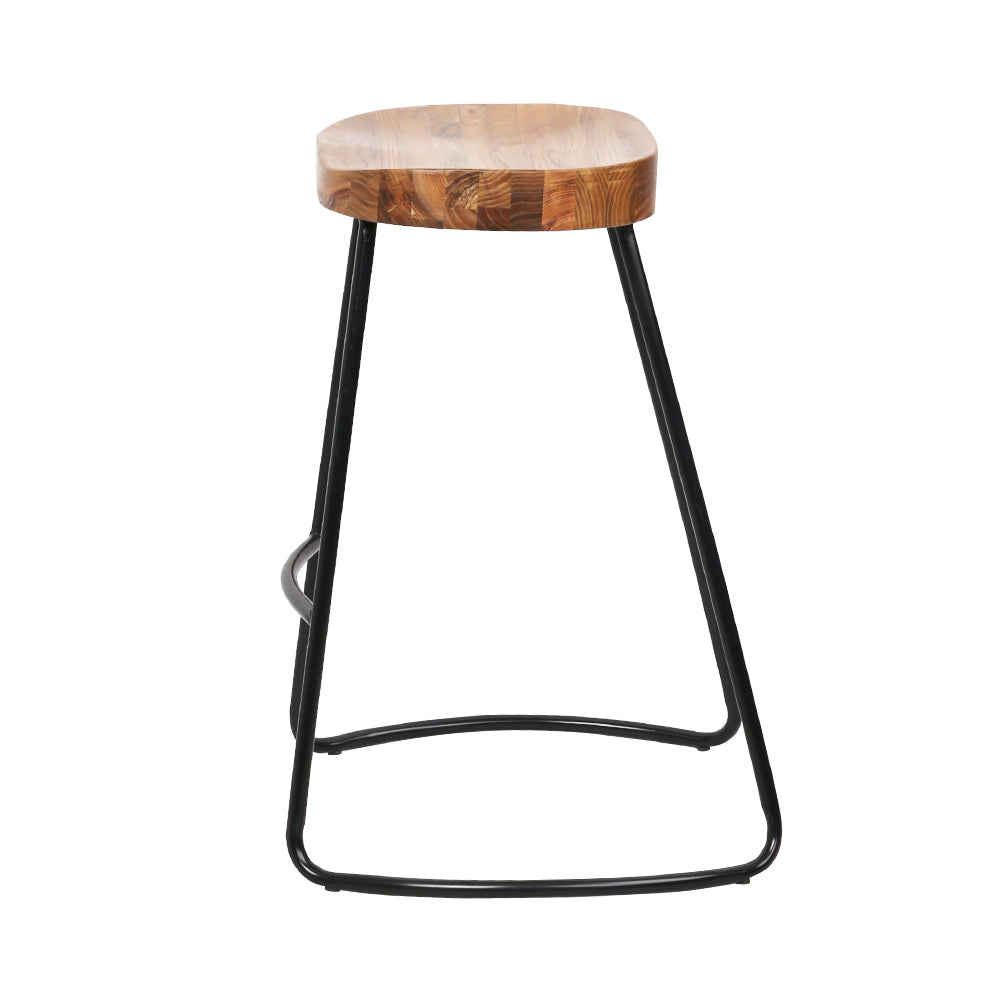 Set of 2 Elm Wood Backless Bar Stools