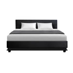 Concord Illuminated Bed Frame with Gas Lift Storage- Black King