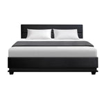 Concord Illuminated Bed Frame with Gas Lift Storage - Black Queen