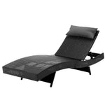 Outdoor Wicker Sun Lounge - Black