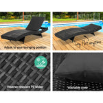 Outdoor Wicker Sun Lounge - Black