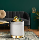 Velvet Storage Ottoman Grey