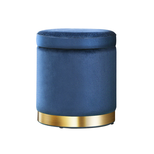 Velvet Storage Ottoman Navy