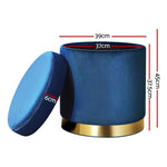 Velvet Storage Ottoman Navy