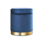 Velvet Storage Ottoman Navy