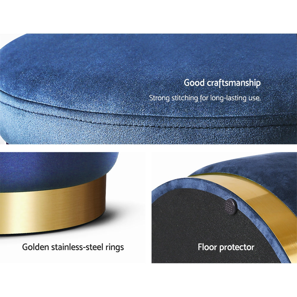 Velvet Storage Ottoman Navy