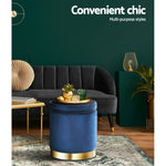 Velvet Storage Ottoman Navy