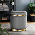 Velvet Ottoman Charcoal Grey