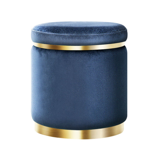 Velvet Foot Stool Navy