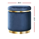 Velvet Foot Stool Navy