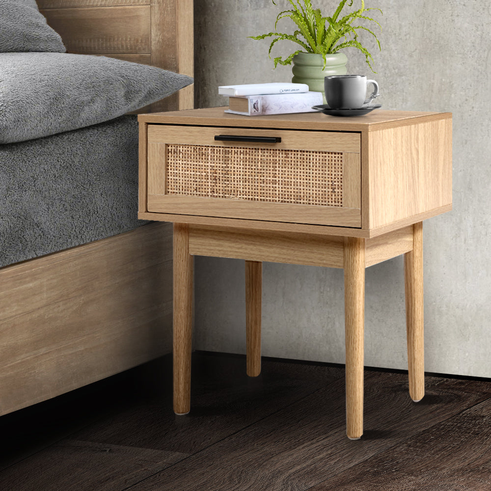 Raven Rattan Bedside Table