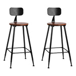 Set of 2 Bar Stools Pinewood Metal - Black and Wood