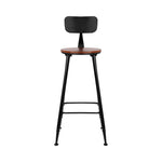 Set of 2 Bar Stools Pinewood Metal - Black and Wood