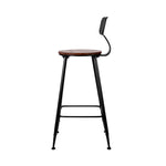 Set of 2 Bar Stools Pinewood Metal - Black and Wood