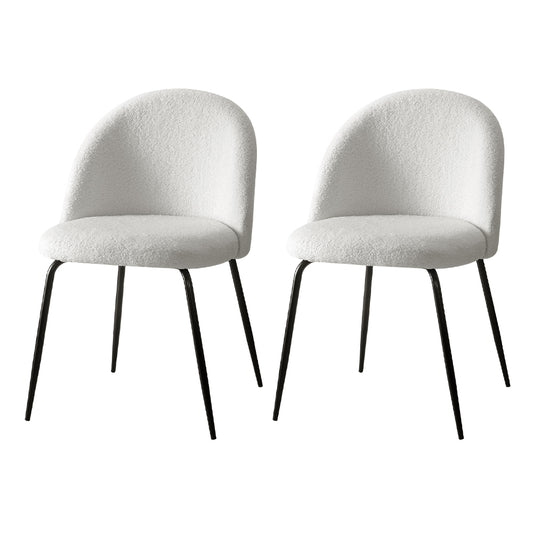 Dining Chairs Boucle White