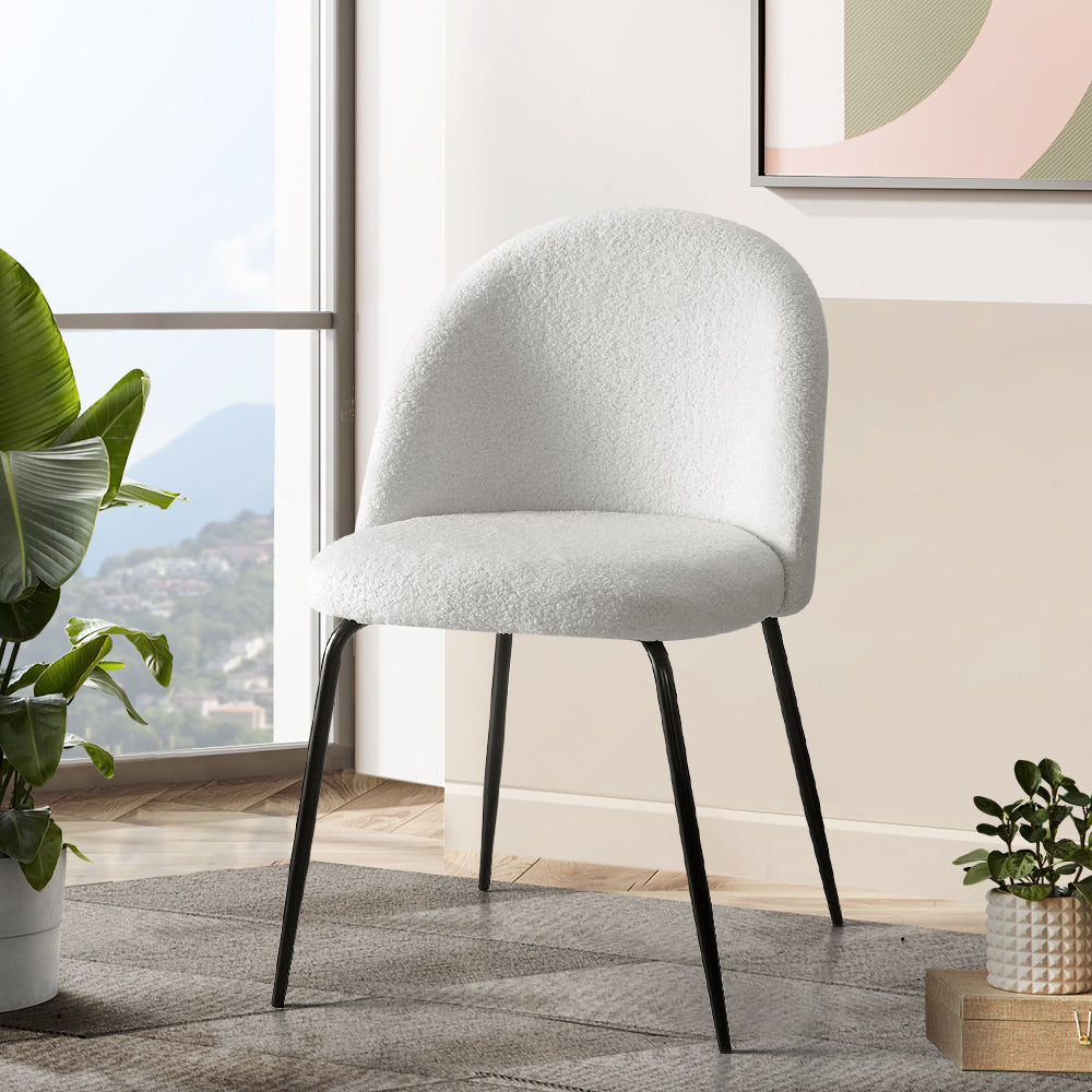 Dining Chairs Boucle White