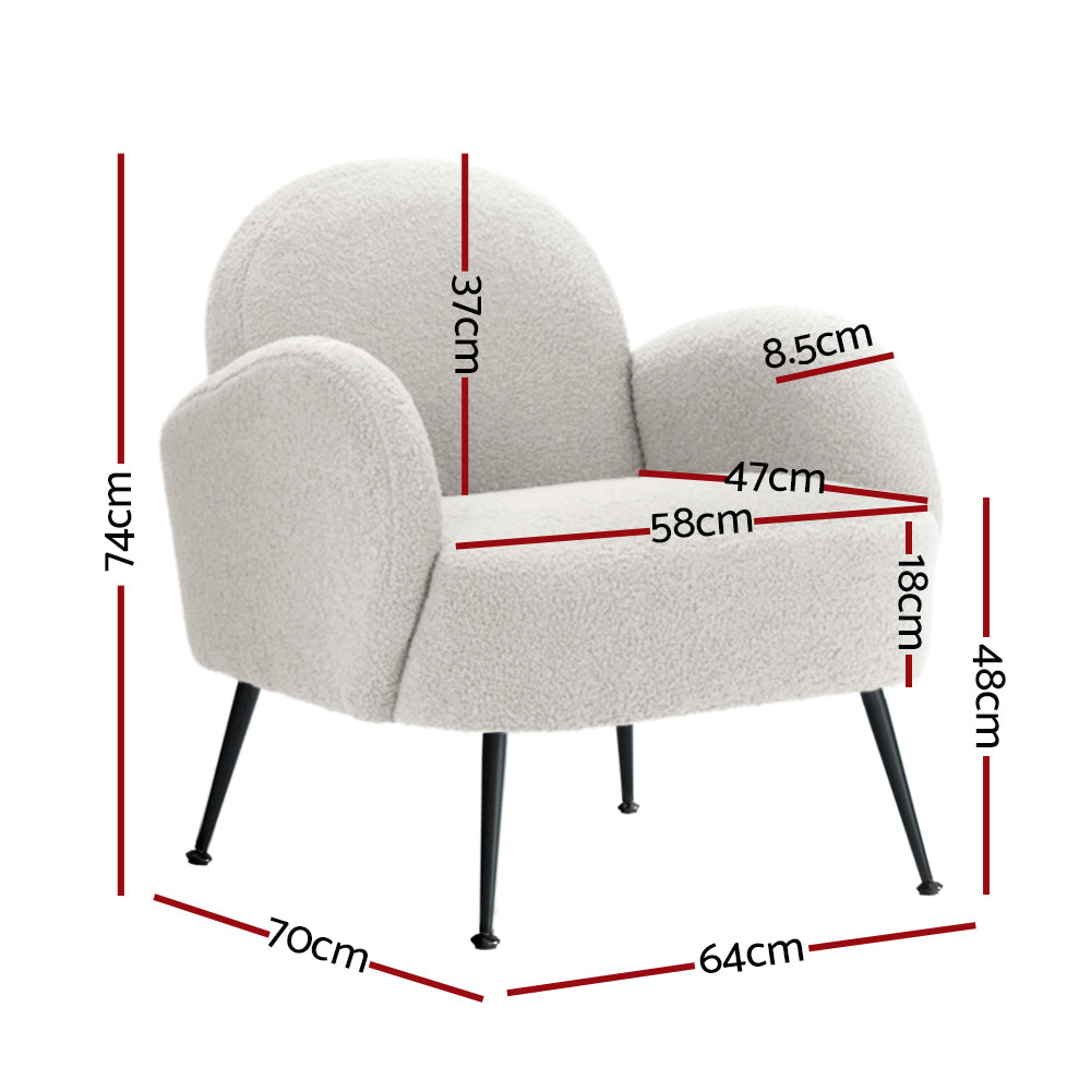 Boucle Armchair White- Black legs