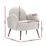 Boucle Armchair White- Black legs