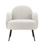 Boucle Armchair White- Black legs